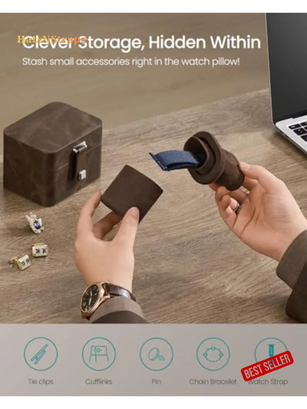 Watch Travel Case with Adjustable Divider and Hidden Storage